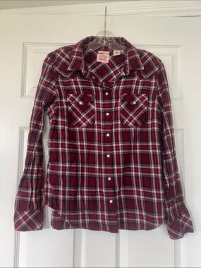 Levi's Burgundy Plaid Western Button-Down Shirt